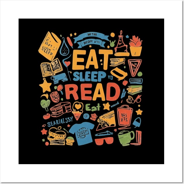 Fellow Friends - Reading, Gifts for Book Lovers, Eat Sleep Read Wall Art by Clouth Clothing 